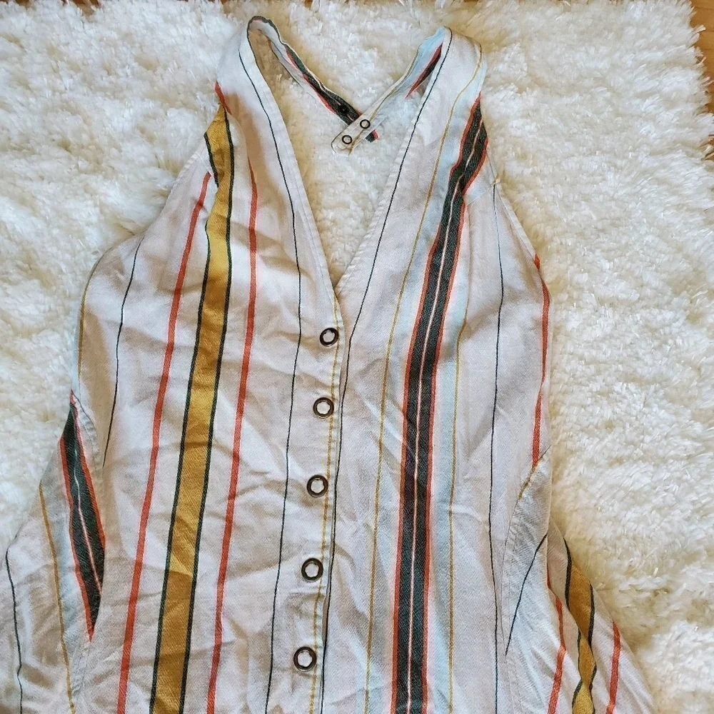 Free People Dress Hannah Halter‎ Tea Striped Size Xsmall Lined Low Back
